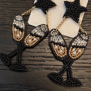 Bubbly champagne toast seed bead earrings